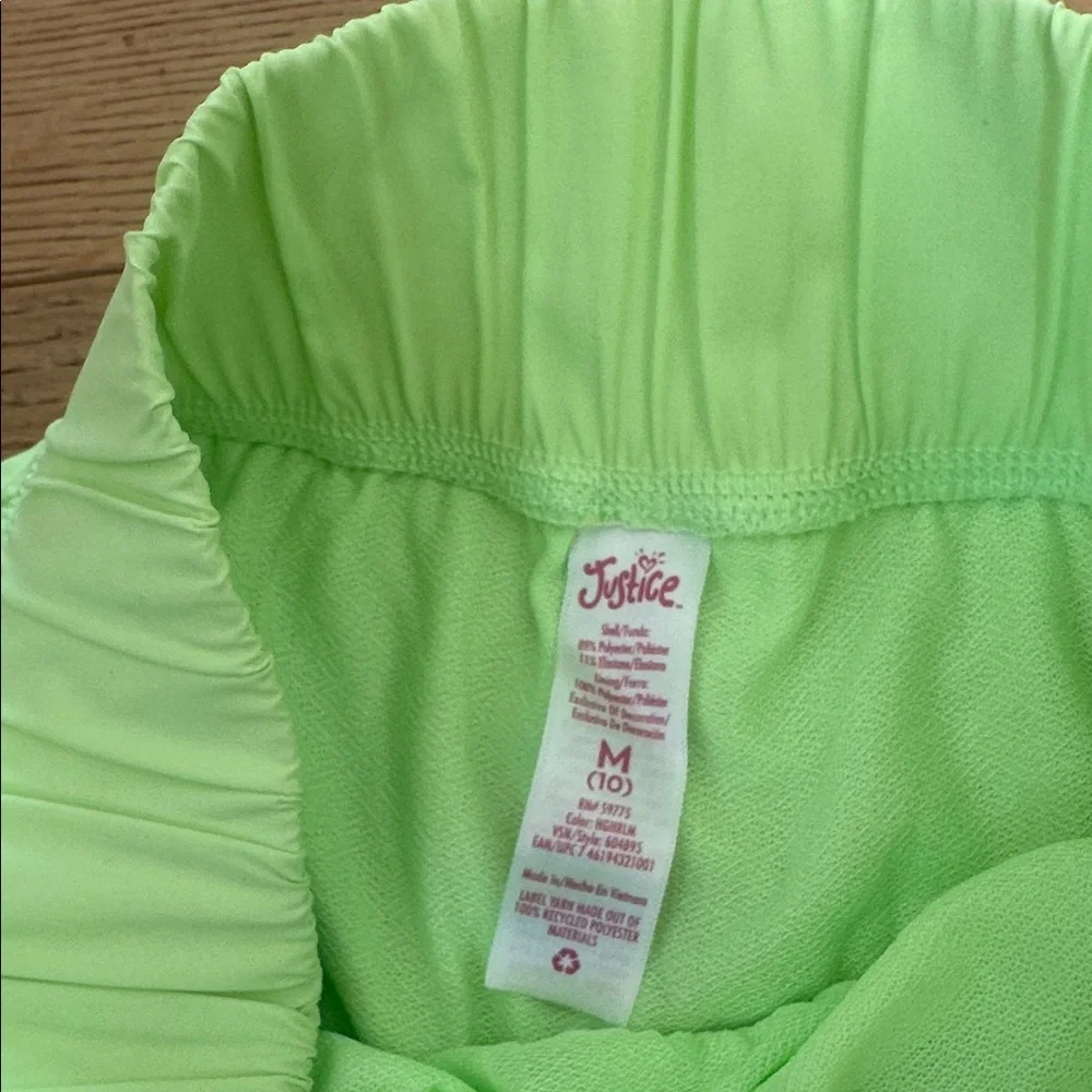 Justice sports Neon Green Girl’s athletic Shorts sz 10